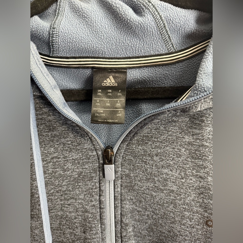 Adidas Men’s Full-Zip Hoodie Jacket 2XL Blue Athletic Casual - Picture 3 of 13
